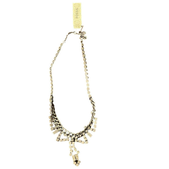Fossil Nice Ice Necklace Silver Chain with Clear Rhinestone Crystals Elegant NWT - Picture 2 of 8